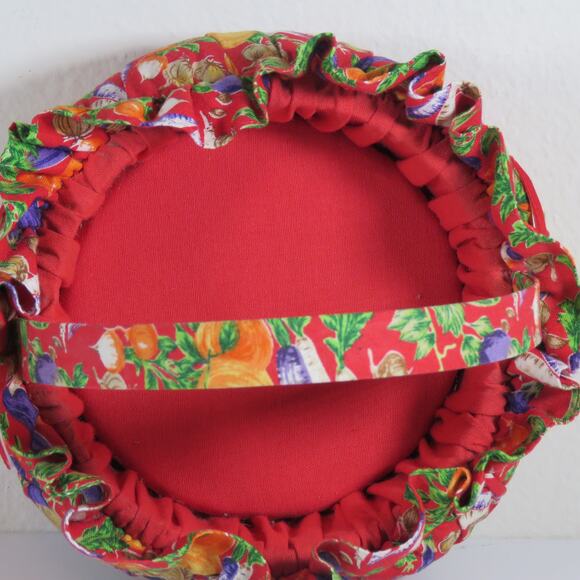 Fabric Gift Basket Veggie Fruit Print Kitchen Decor Red, Soft Approx. 6" Easter - Picture 12 of 12